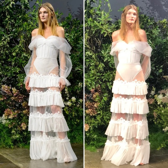 NWT JONATHAN SIMKHAI Threaded Lace Tulle Ruffle dress Size 8 - Picture 2 of 16